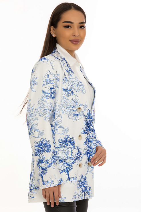 CHEERDUCK/2C19 1154 БЕЛО-СИНИЙ Пиджак женский CHEERDUCK цвет Синий