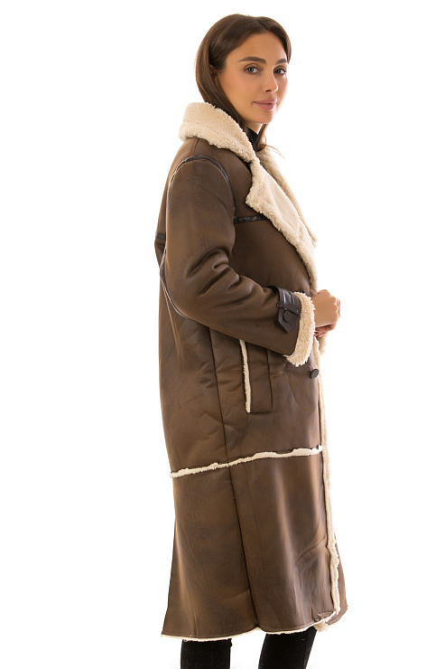 CHEERDUCK/2030 D104 КОРИЧНЕВЫЙ Дубленка женская CHEERDUCK цвет Коричневый