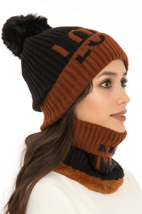 Шапка-снуд 74 ЧЕРН.КОРИЧН. женская CHEERDUCK цвет Черный