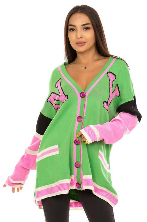 CHEERDUCK 7003 ЗЕЛЕНЫЙ Кардиган женский CHEERDUCK цвет Зеленый