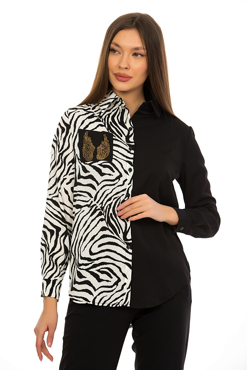 CHEER&DUCK/2C19 2165 ЧЕРН/ БЕЛ. Блуза женская CHEERDUCK цвет Черный