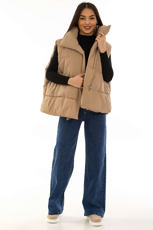 CHEERDUCK/BZ A05 КОРИЧНЕВЫЙ Жилет женский CHEERDUCK цвет Бежевый