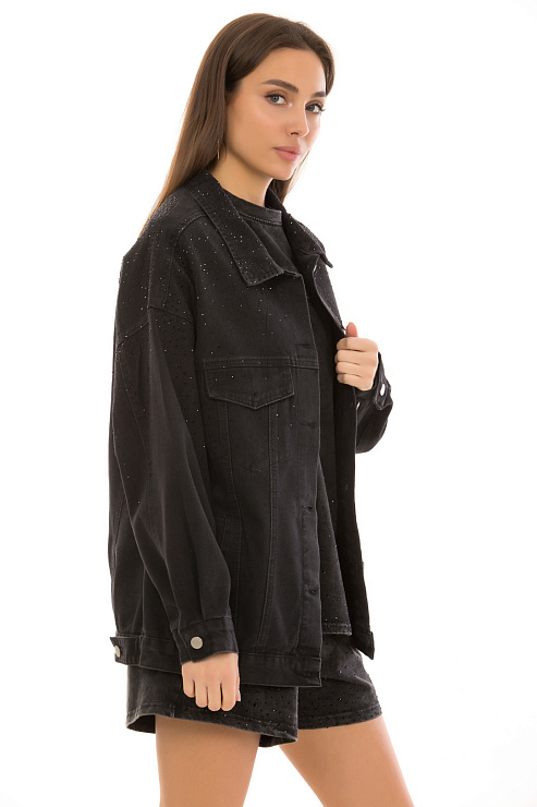 CHEERDUCK/2025 1696 ЧЕРНЫЙ Куртка джинсовая женская CHEERDUCK цвет Черный