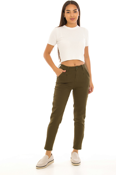 CHEERDUCK/BIN 2035-1 ХАКИ Джинсы женские CHEERDUCK цвет Хаки