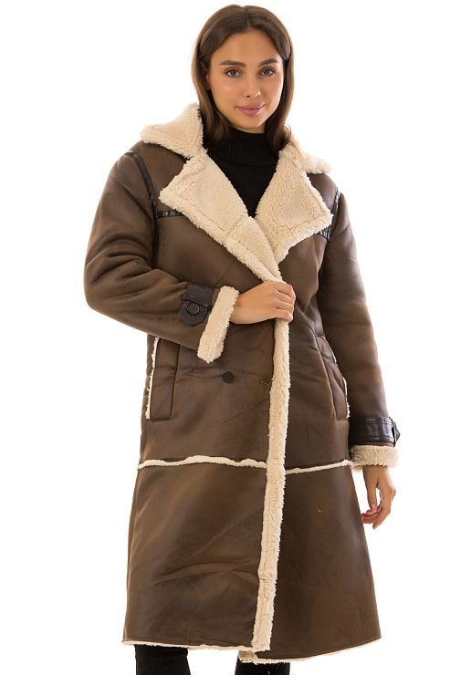 CHEERDUCK/2030 D104 КОРИЧНЕВЫЙ Дубленка женская CHEERDUCK цвет Коричневый
