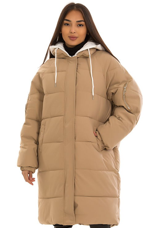 CHEERDUCK/2025 K8307 БЕЖЕВЫЙ Пуховик женский CHEERDUCK цвет Бежевый