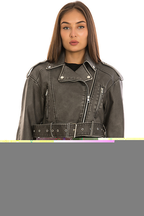 CHEERDUCK/2030 3312 СЕРЫЙ Куртка кожаная женская CHEERDUCK цвет Серый