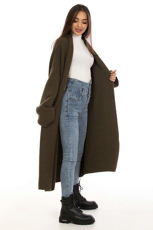 CHEER&DUCK/2C122 8813 ХАКИ Кардиган женский CHEERDUCK цвет Хаки