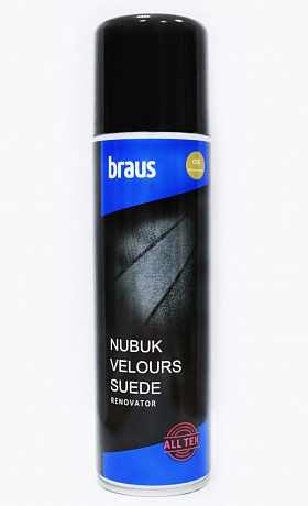 BRAUS Аэрозоль-краска для замши,нубука,велюра ЧЕРНЫЙ 250мл BRAUS цвет 