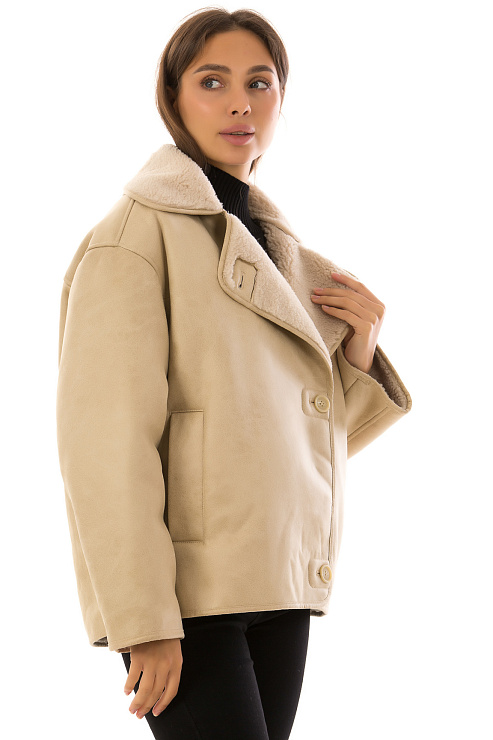 CHEERDUCK/2030 736-6 БЕЖЕВЫЙ Дубленка женская CHEERDUCK цвет Бежевый