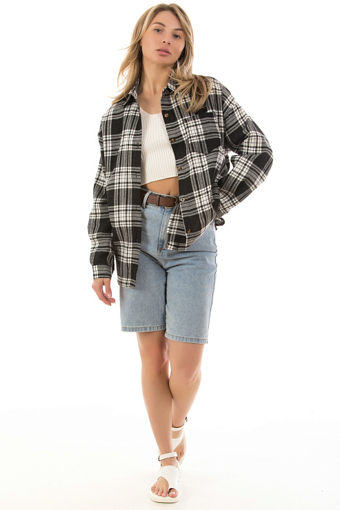 Fashion R-9058 ЧЕРНЫЙ Рубашка женская FASHION цвет Черный