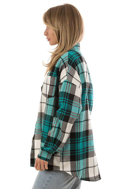 Fashion R-9058 БИРЮЗОВЫЙ Рубашка женская FASHION цвет Бирюзовый