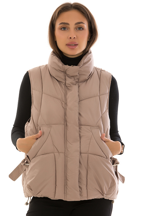 CHEERDUCK/2025 G-313 БЕЖЕВЫЙ Жилет женский CHEERDUCK цвет Бежевый