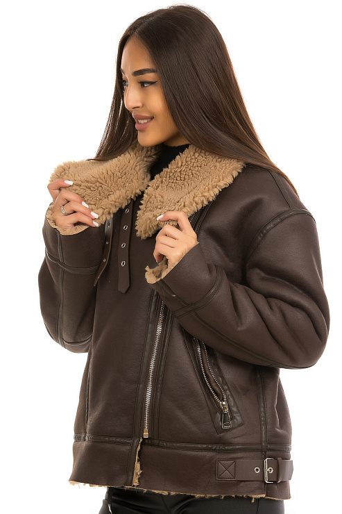 CHEERDUCK/2030 243 Т.КОРИЧНЕВЫЙ Дубленка женская CHEERDUCK цвет Коричневый