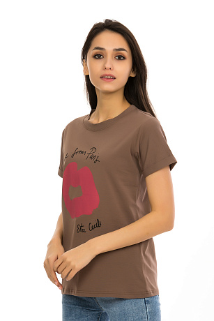 SHI FA MAN 6673 КОРИЧН. Футболка женская SHI FA MAN цвет Коричневый