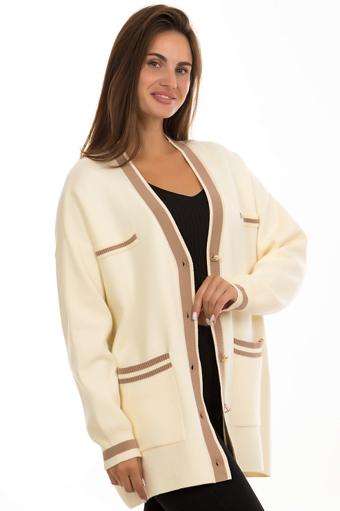 CHEERDUCK/11011 5532 БЕЖЕВЫЙ Кардиган женский CHEERDUCK цвет Молочный
