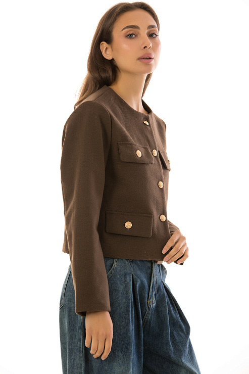 CHEERDUCK/2C19 9601 КОРИЧНЕВЫЙ Жакет женский CHEERDUCK цвет Коричневый