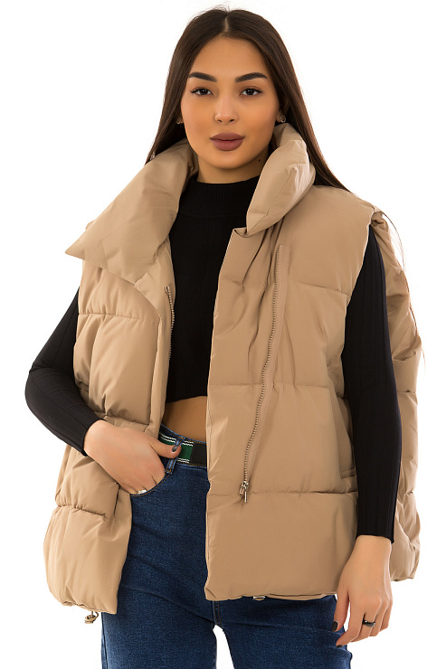 CHEERDUCK/BZ A05 КОРИЧНЕВЫЙ Жилет женский CHEERDUCK цвет Бежевый