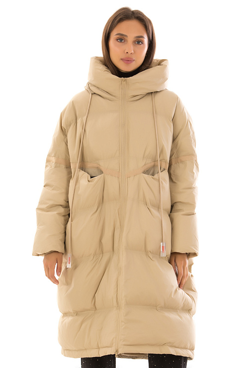 CHEERDUCK/2C22 G19-1 БЕЖЕВЫЙ Пуховик женский CHEERDUCK цвет Бежевый