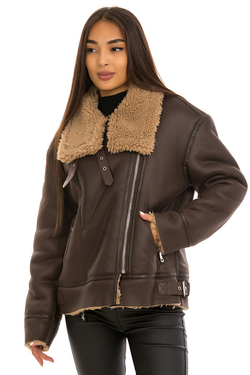 CHEERDUCK/2030 243 Т.КОРИЧНЕВЫЙ Дубленка женская CHEERDUCK цвет Коричневый