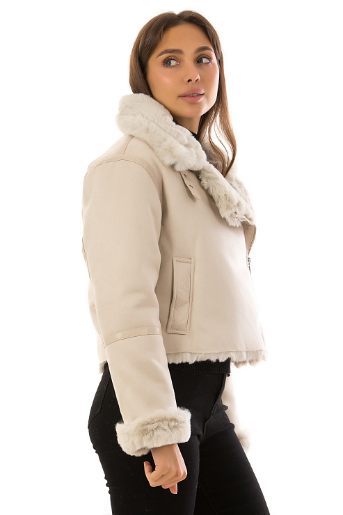 CHEERDUCK/2030 D227 БЕЖЕВЫЙ Дубленка женская CHEERDUCK цвет Молочный