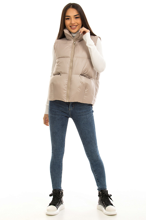 CHEERDUCK/2030 2662 БЕЖЕВЫЙ Жилет женский CHEERDUCK цвет Бежевый