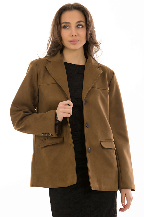 CHEERDUCK/2C19 025 КОРИЧНЕВЫЙ Пиджак женский CHEERDUCK цвет Коричневый