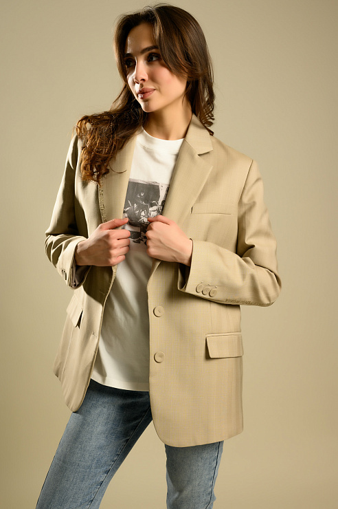 BELLABOA 111-136 БЕЖЕВЫЙ Пиджак женский BELLABOA цвет Бежевый