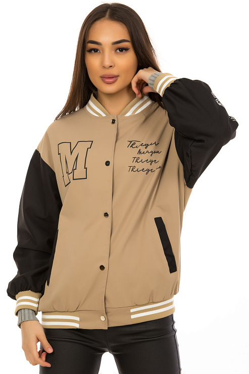 CHEER&DUCK/2025 917-1 БЕЖЕВЫЙ Бомбер женский CHEERDUCK цвет Бежевый