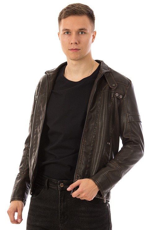 CHEERDUCK/6088 К8805 КОРИЧНЕВЫЙ Куртка кожаная мужская CHEERDUCK цвет Коричневый