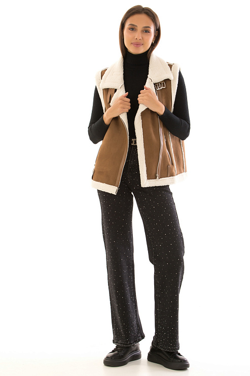 CHEERDUCK/2C22 1707 Т.КОРИЧНЕВЫЙ Жилет женский CHEERDUCK цвет Коричневый