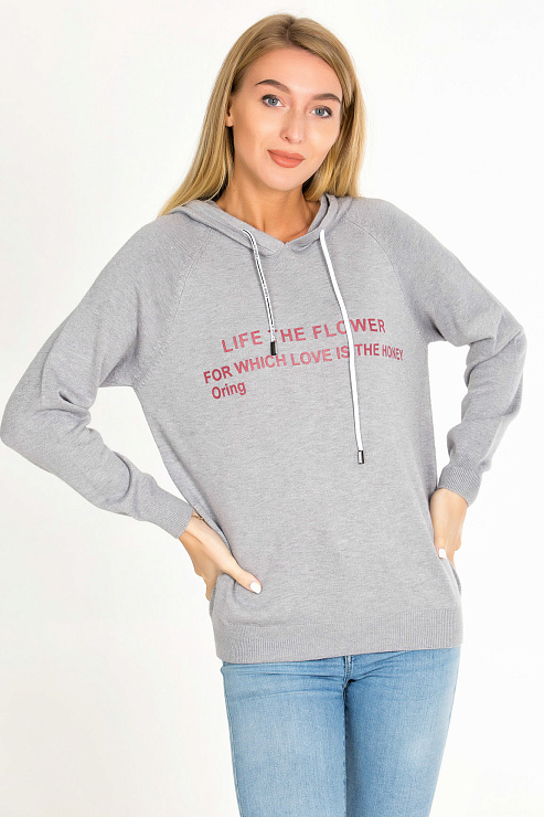 CHEER&DUCK/DAONNA 0381 СЕРЫЙ Худи женское CHEERDUCK цвет Серый