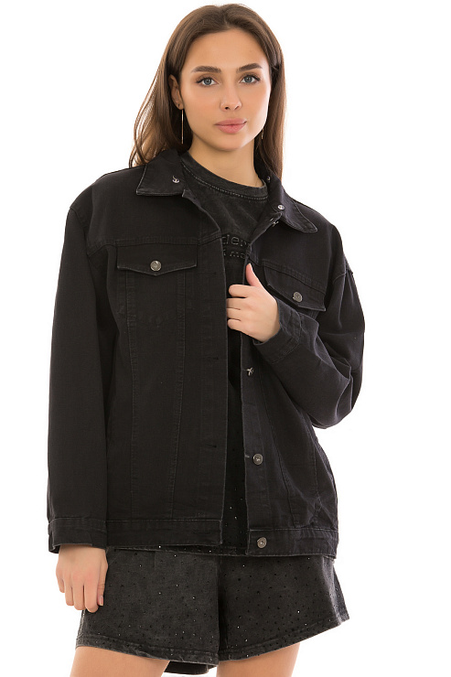 CHEERDUCK/Charm К331 ЧЕРНЫЙ Куртка джинсовая женская CHEERDUCK цвет Черный