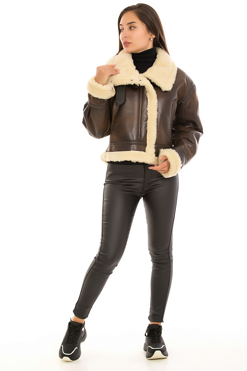 CHEERDUCK/2030 719-1 КОРИЧНЕВЫЙ Дубленка женская CHEERDUCK цвет Коричневый