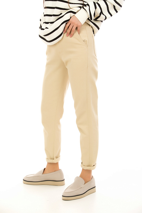 CHEERDUCK/BIN 1051-1 БЕЖЕВЫЙ Джинсы женские CHEERDUCK цвет Молочный