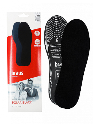 BRAUS Стельки осенне-зимние POLAR BLACK (утеплен. флис. ткань+латекс) BRAUS цвет 