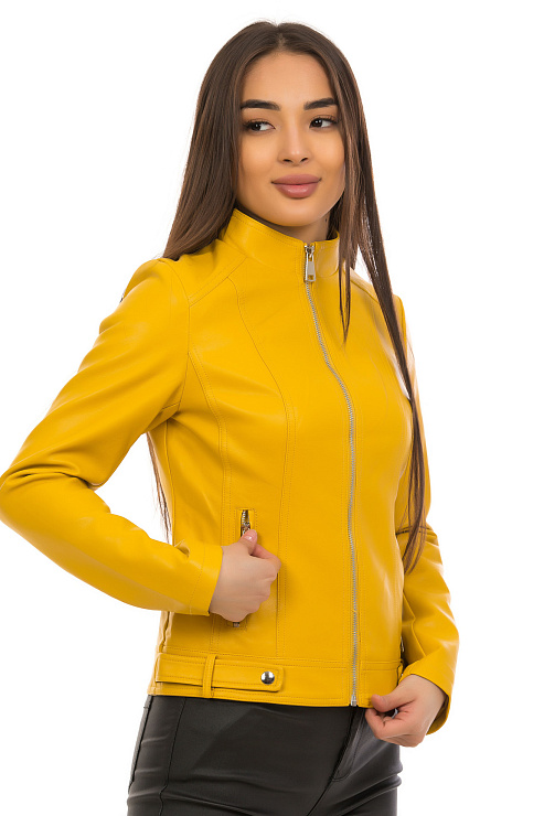 CHEERDUCK/BIN 2030 ЖЕЛТЫЙ Куртка кожаная женская CHEERDUCK цвет Желтый