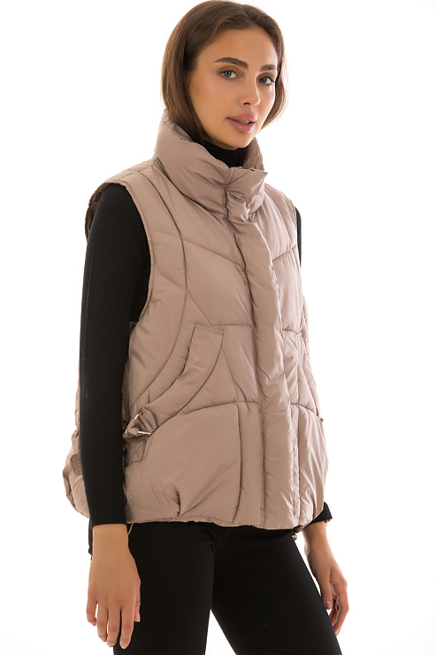 CHEERDUCK/2025 G-313 БЕЖЕВЫЙ Жилет женский CHEERDUCK цвет Бежевый