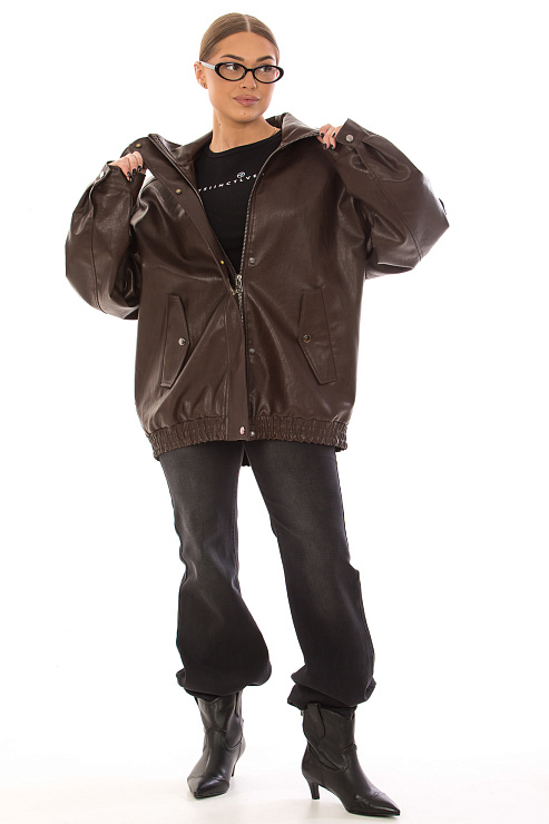 CHEERDUCK/2025 2626 КОРИЧНЕВЫЙ Куртка кожаная д/с CHEERDUCK цвет Коричневый