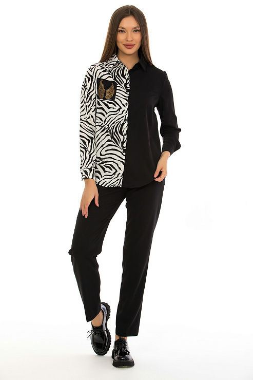 CHEER&DUCK/2C19 2165 ЧЕРН/ БЕЛ. Блуза женская CHEERDUCK цвет Черный