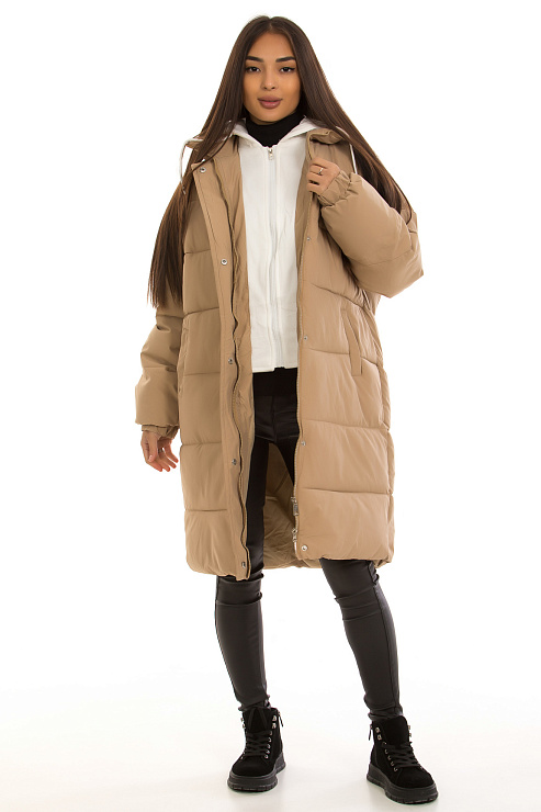 CHEERDUCK/2025 K8307 БЕЖЕВЫЙ Пуховик женский CHEERDUCK цвет Бежевый