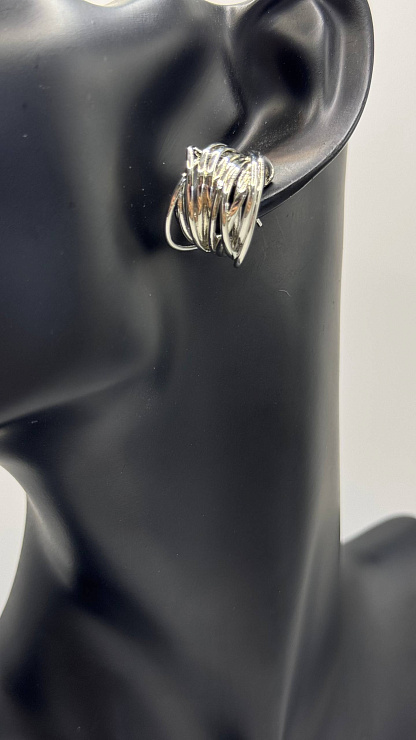 Серьги БИЖУТЕРИЯ цвет Серебристый