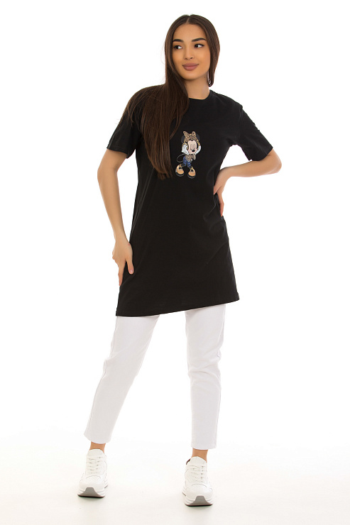 SAM SAM 0002 ЧЕРНЫЙ Футболка женская CHEERDUCK цвет Черный