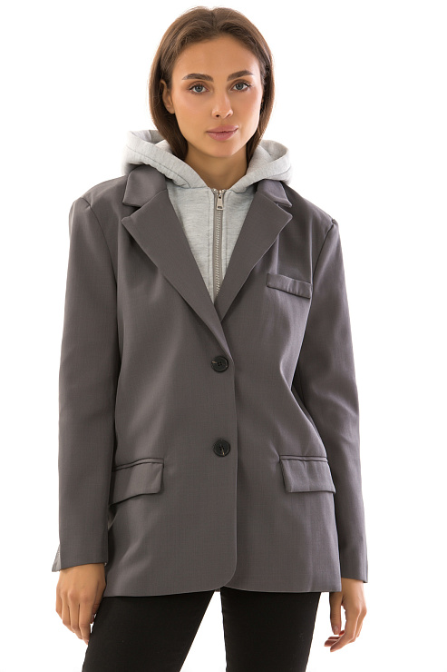 CHEERDUCK/2C19 8908 СЕРЫЙ Пиджак женский CHEERDUCK цвет Серый