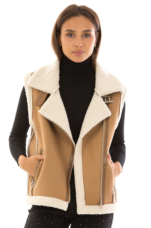 CHEERDUCK/2C22 1707 КОРИЧНЕВЫЙ Жилет женский CHEERDUCK цвет Коричневый