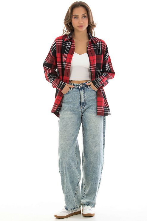 Fashion R-9058 КРАСНЫЙ Рубашка женская FASHION цвет Красный