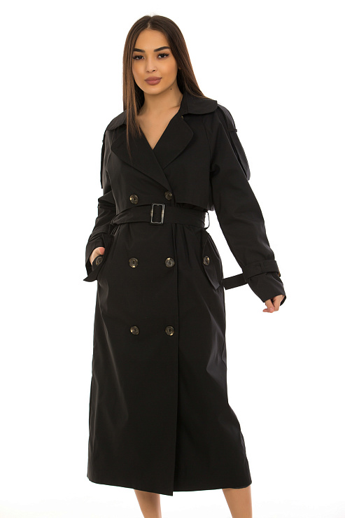 CHEERDUCK/NUR 531 ЧЕРНЫЙ Тренч женский CHEERDUCK цвет Черный