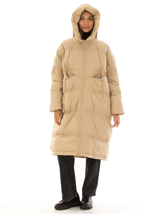 CHEERDUCK/2C22 G19-1 БЕЖЕВЫЙ Пуховик женский CHEERDUCK цвет Бежевый