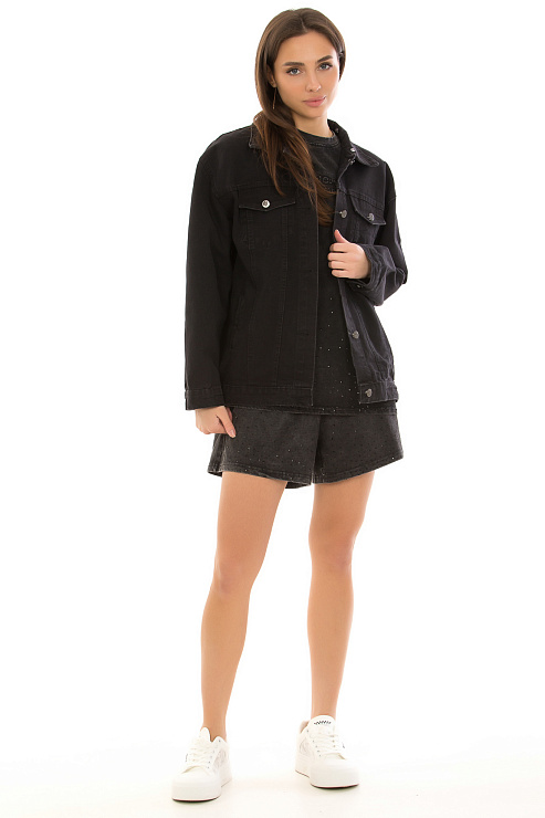 CHEERDUCK/Charm К331 ЧЕРНЫЙ Куртка джинсовая женская CHEERDUCK цвет Черный