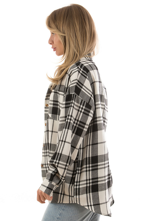 Fashion R-9058 БЕЛ/ЧЕР Рубашка женская FASHION цвет Белый